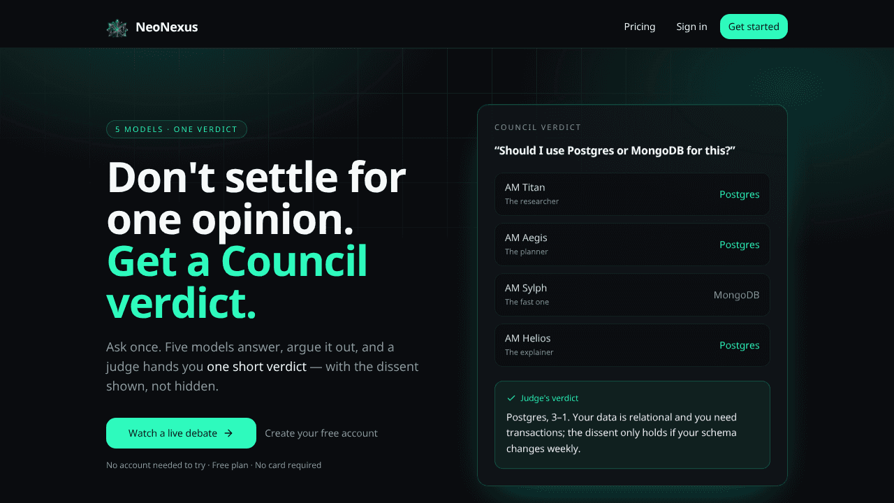 NeoNexus — Multi AI Agent website screenshot