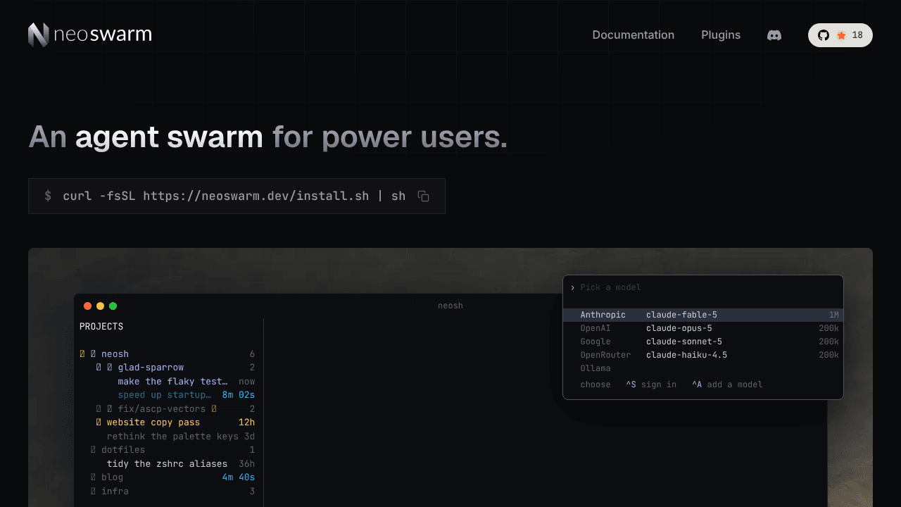 Neoswarm website screenshot