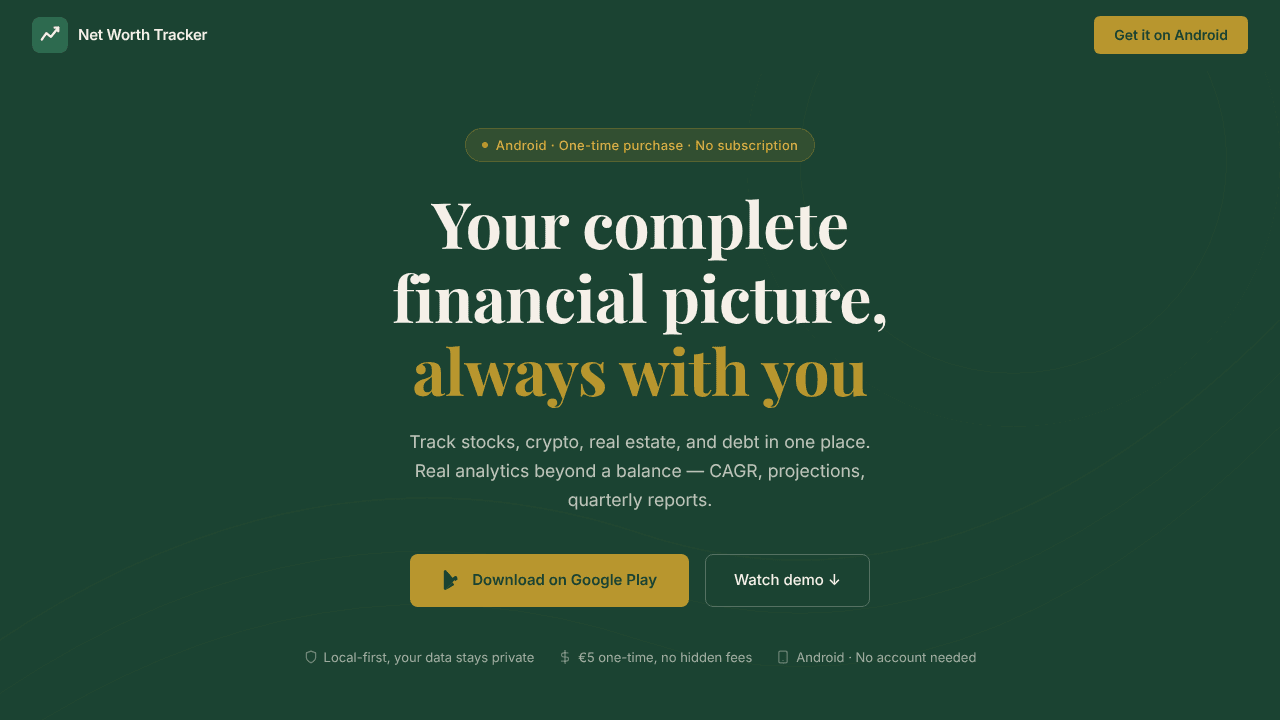 Net Worth Tracker website screenshot