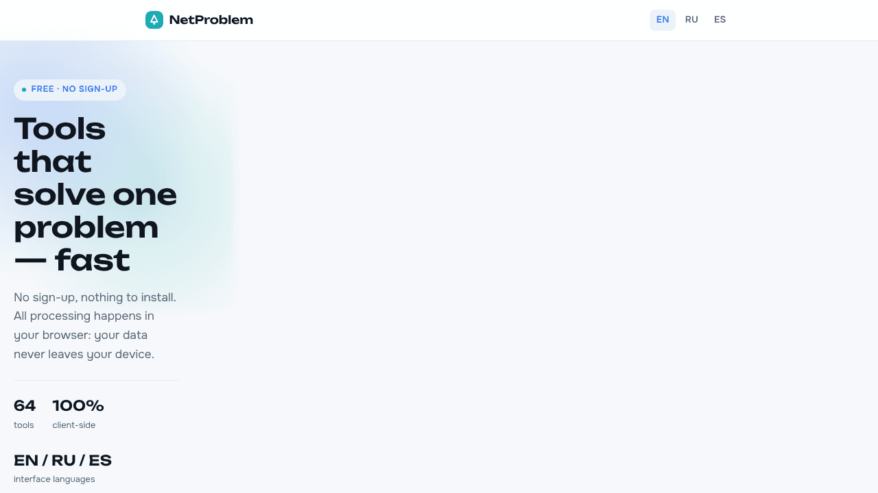 NetProblem website screenshot