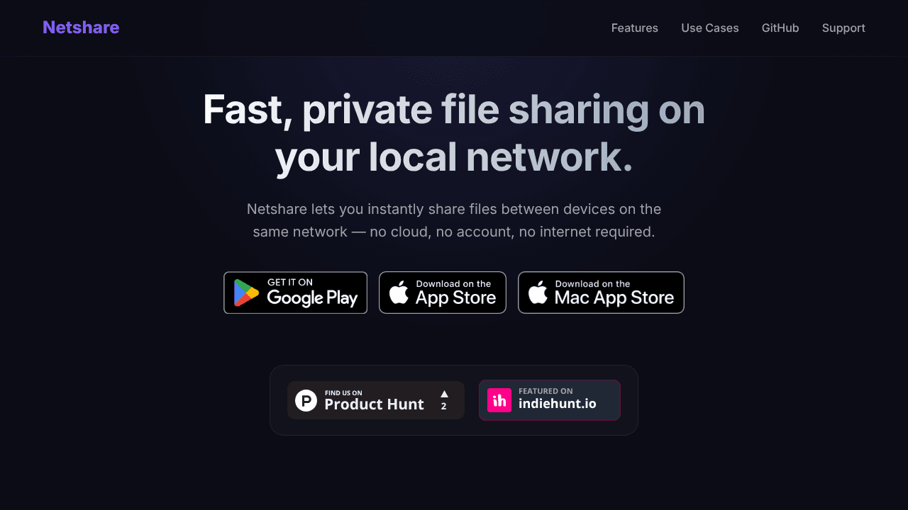 NetShare-share file in local website screenshot