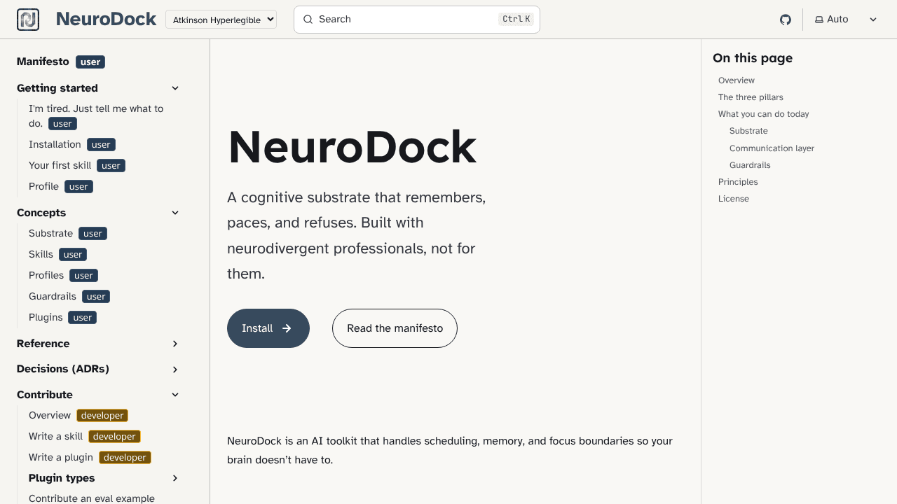NeuroDock website screenshot
