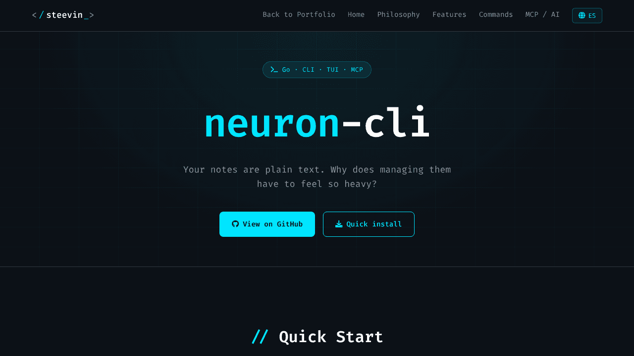 neuron-cli website screenshot