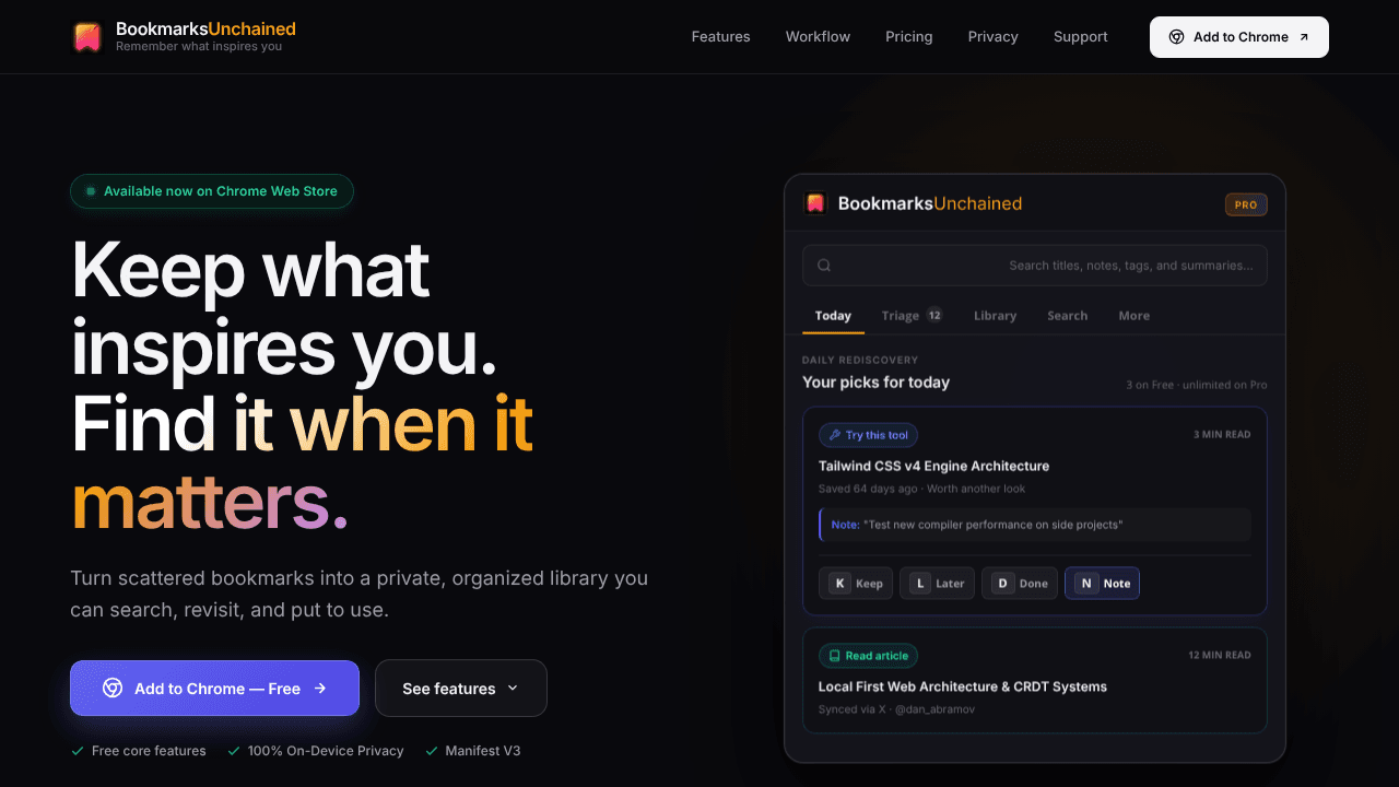Never forget inspo - BookmarksUnchained  website screenshot