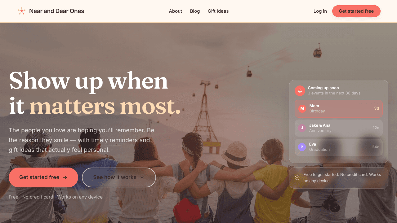 Never forget Near-Dear on special days. website screenshot