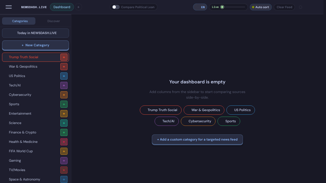 NewsDash.Live website screenshot