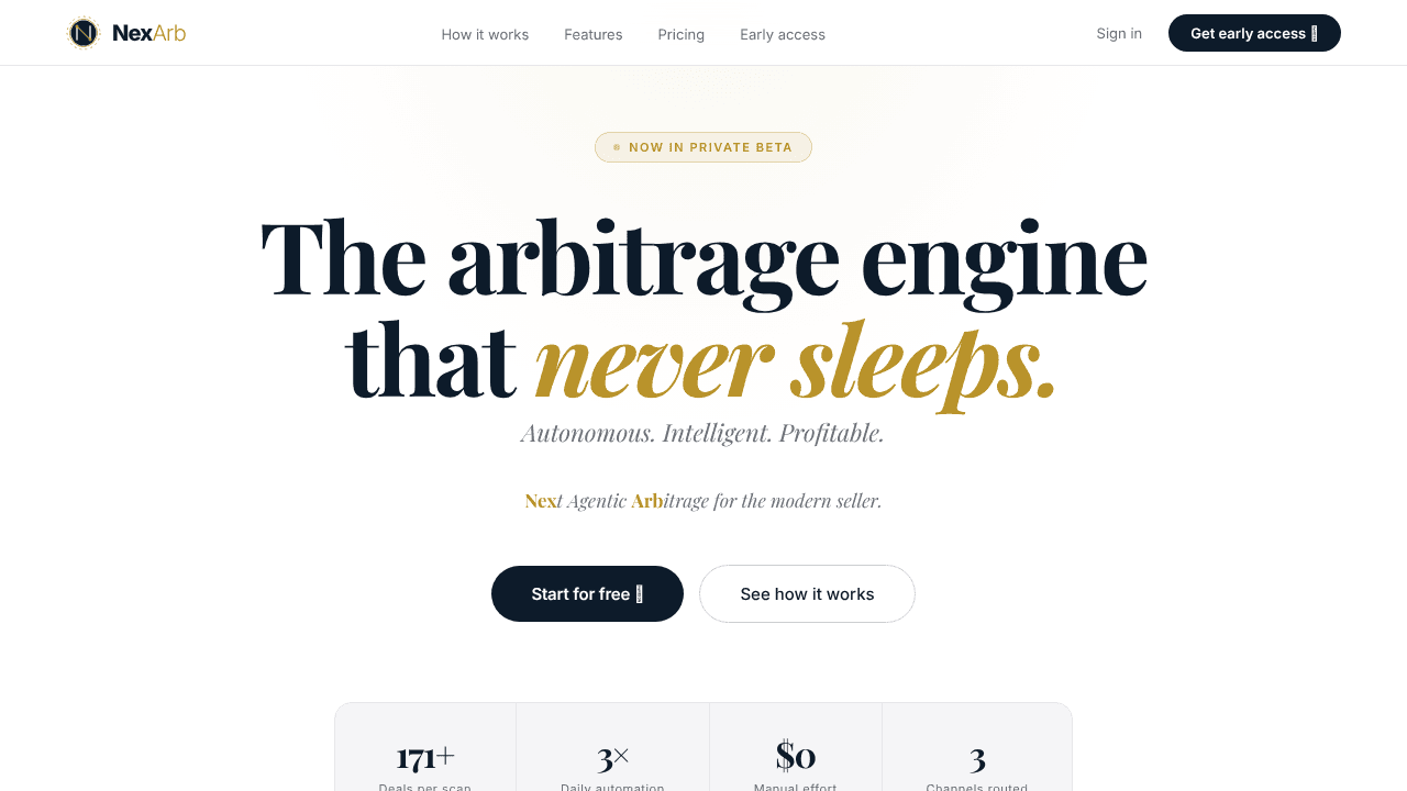NexArb website screenshot