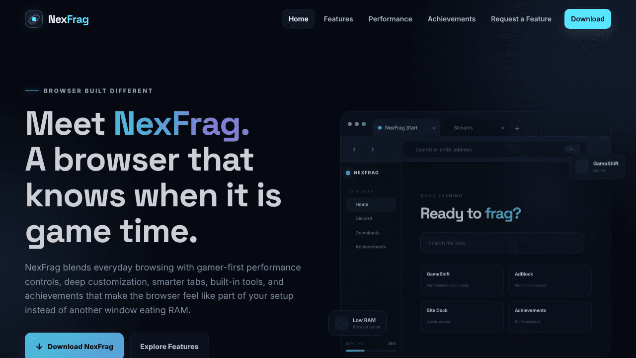 NexFrag website screenshot