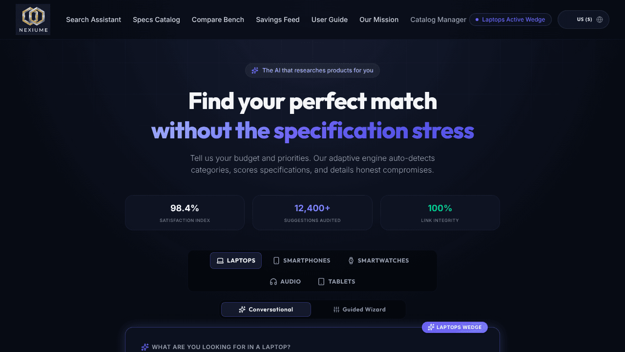 Nexiume website screenshot