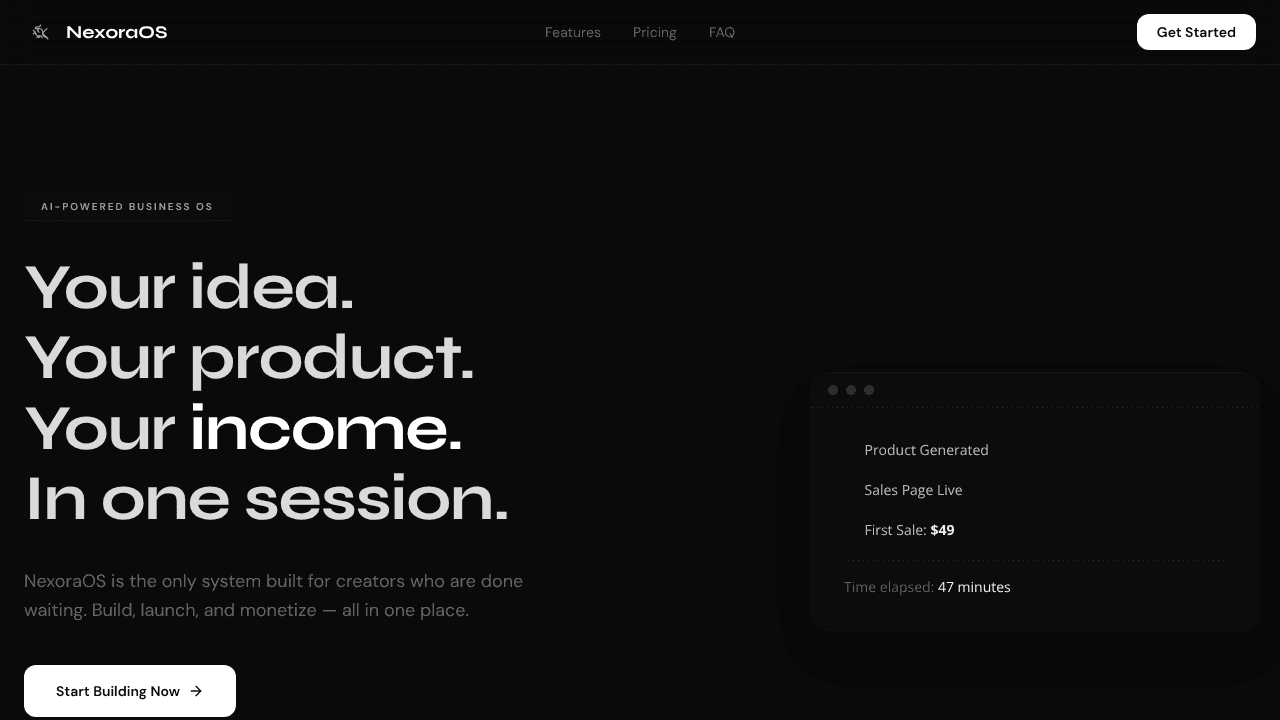 NexoraOS website screenshot