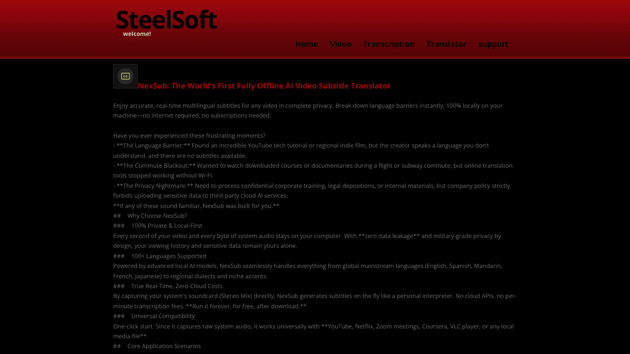 NexSub website screenshot