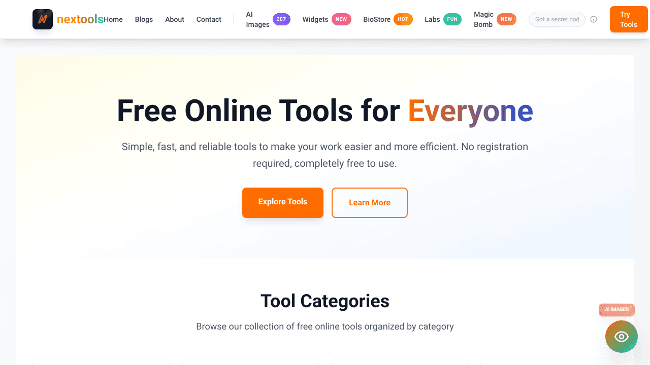 NexTools website screenshot
