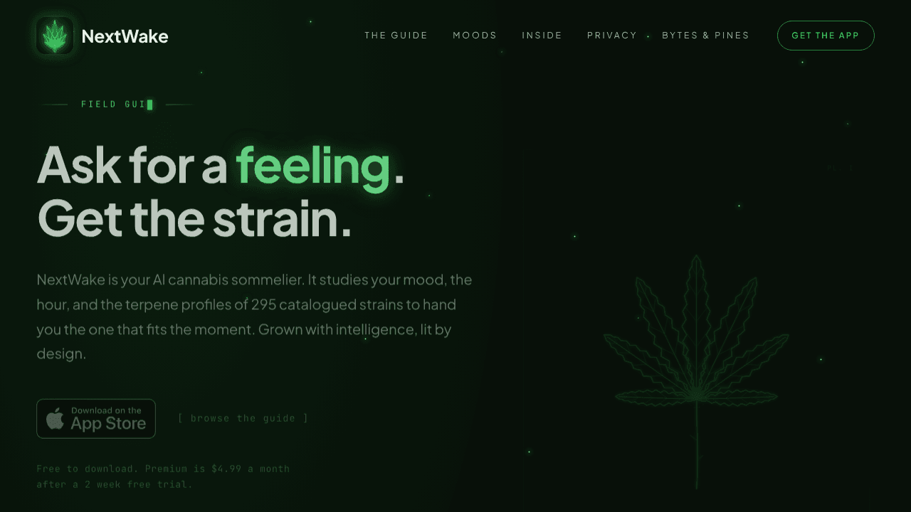 NextWake website screenshot