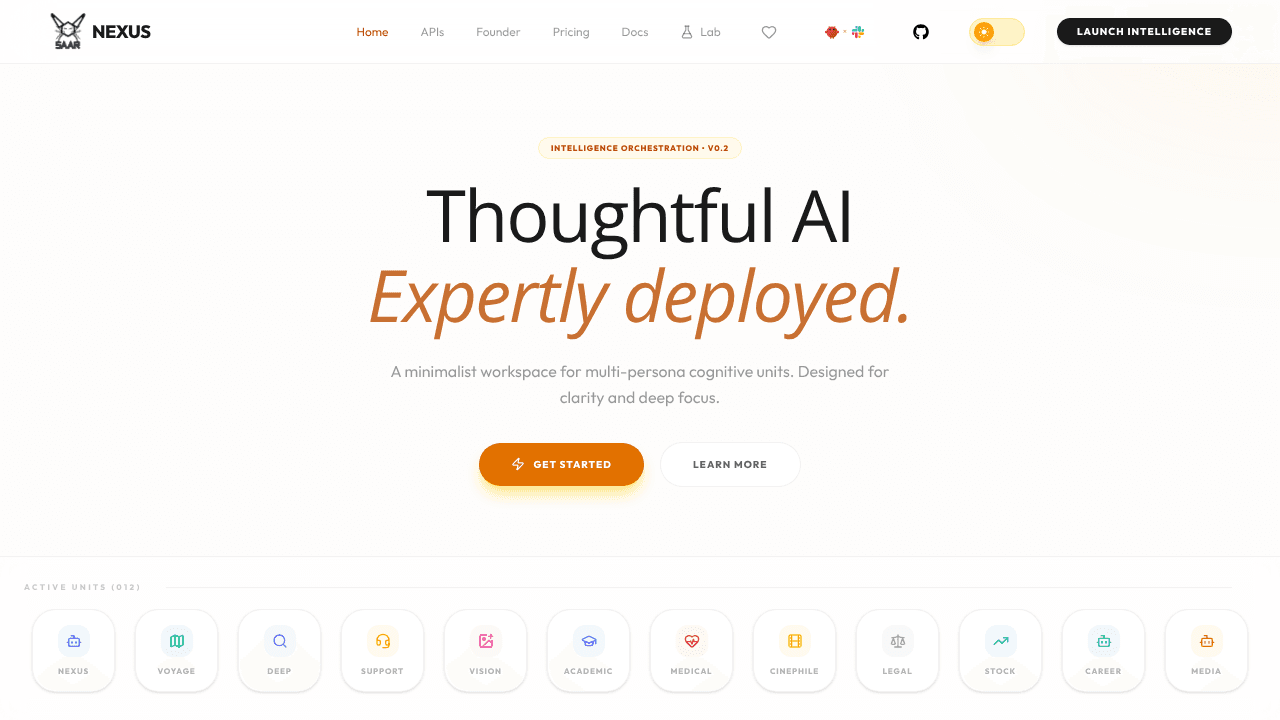 NEXUS — Multi Persona Agentic AI  website screenshot