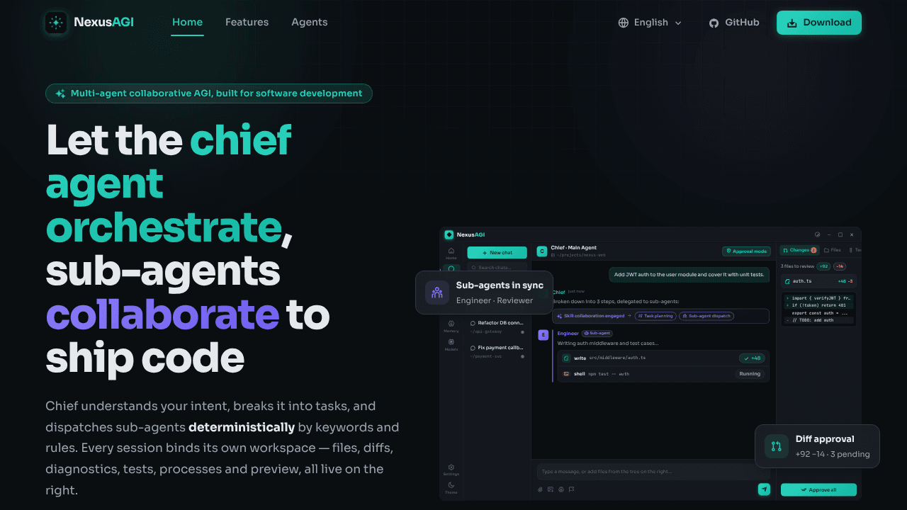 NexusAGI website screenshot