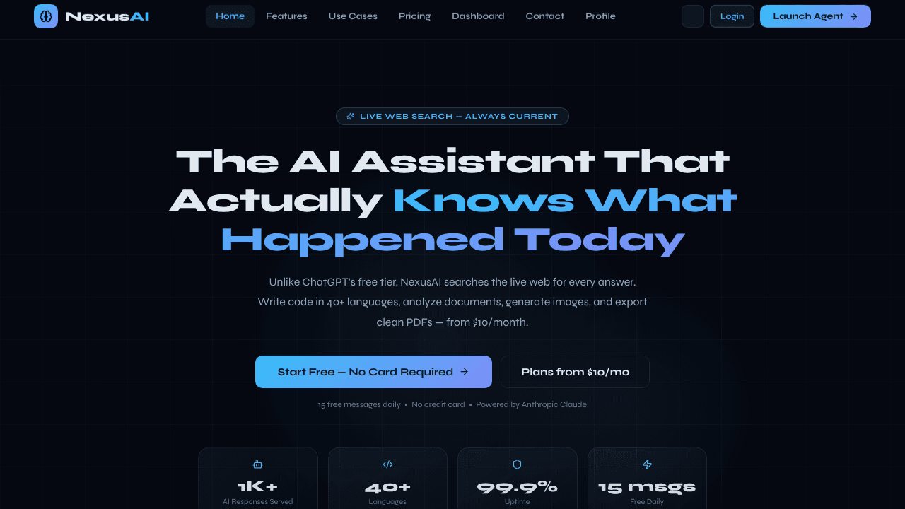 NexusAI website screenshot