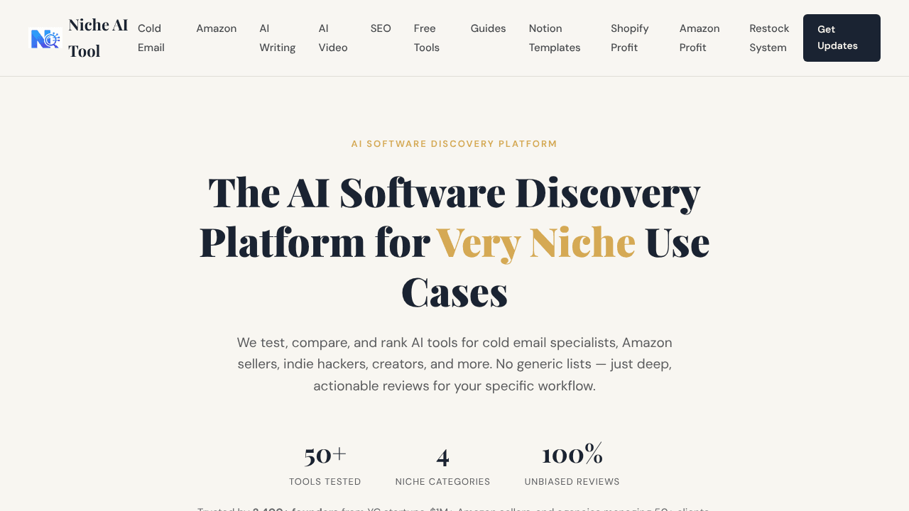 Niche AI Tool website screenshot