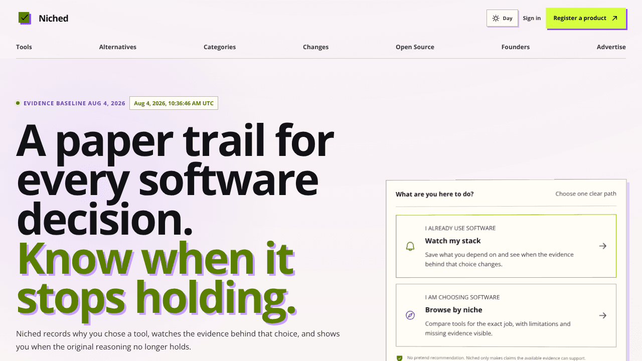 Niched website screenshot