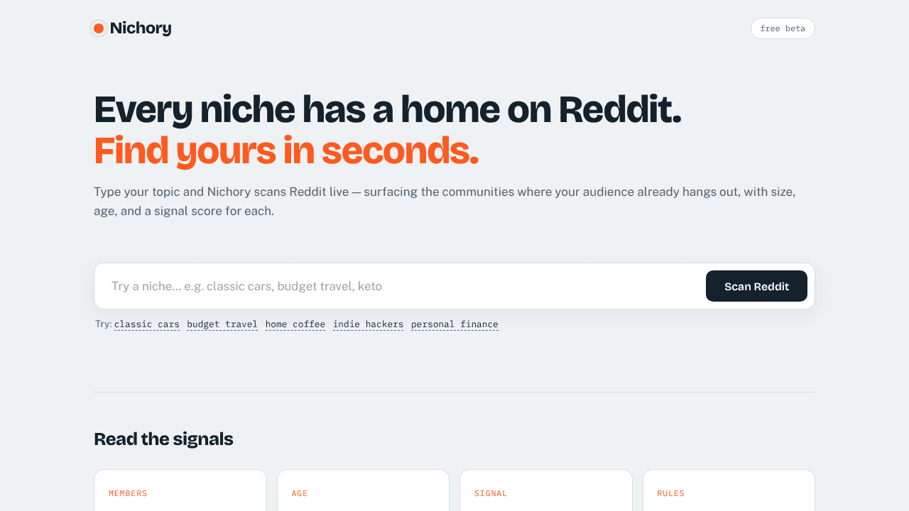 Nichory website screenshot