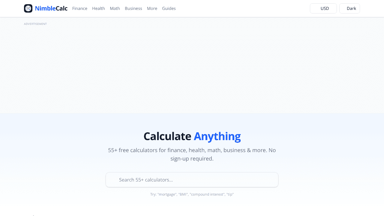 NimbleCalc website screenshot