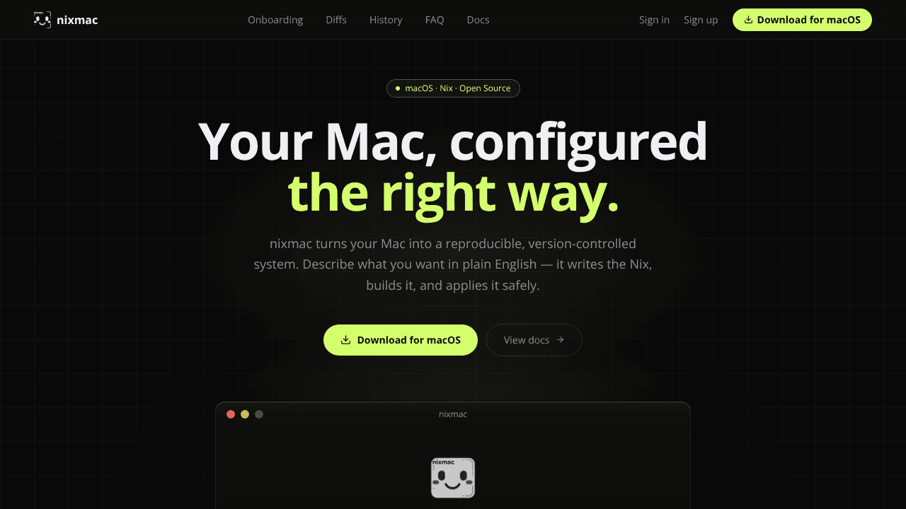 Nixmac website screenshot