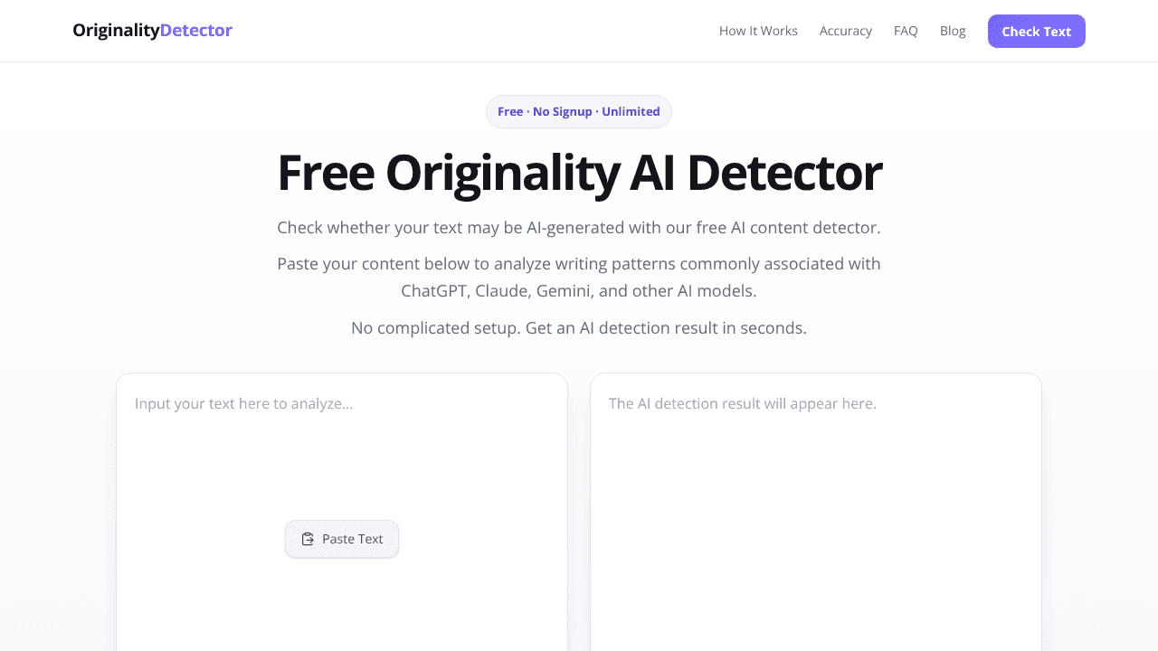 No Signup & Unlimited website screenshot