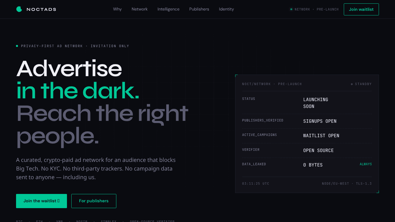 NoctAds website screenshot