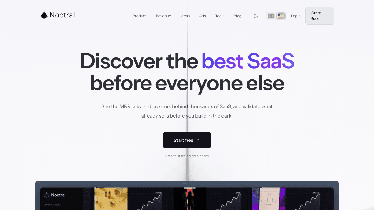 Noctral website screenshot