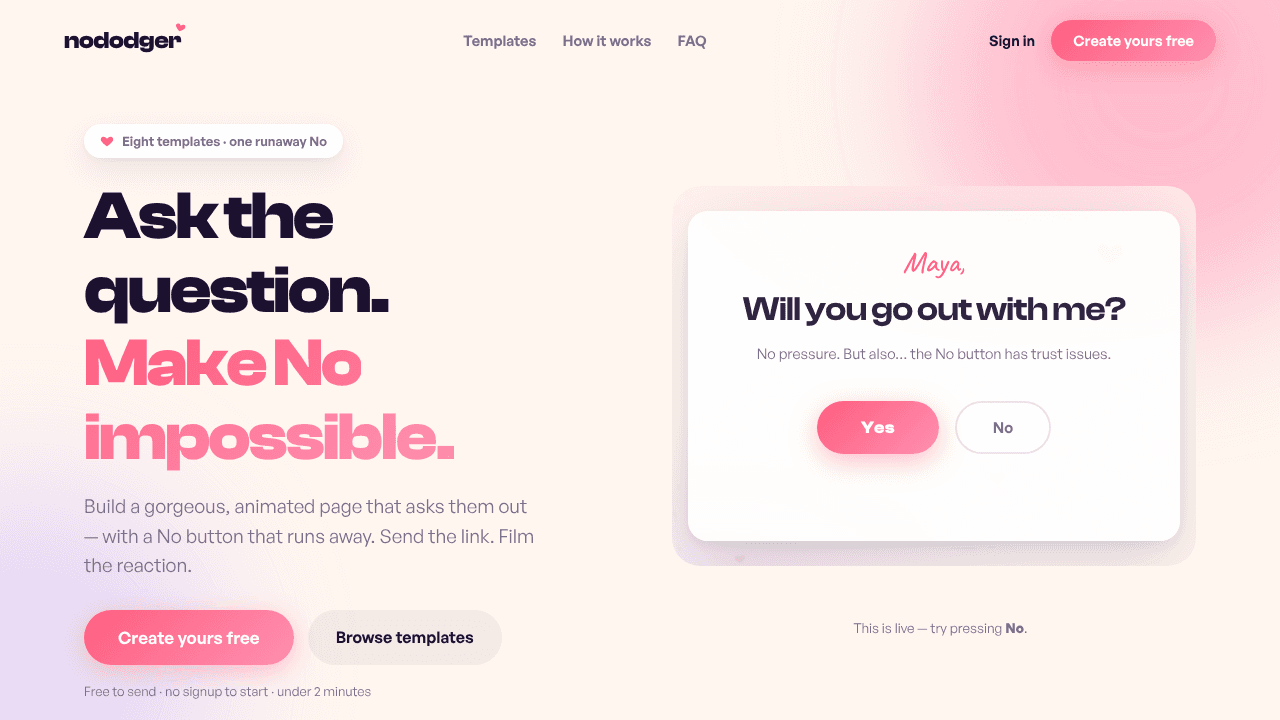 NoDodger website screenshot