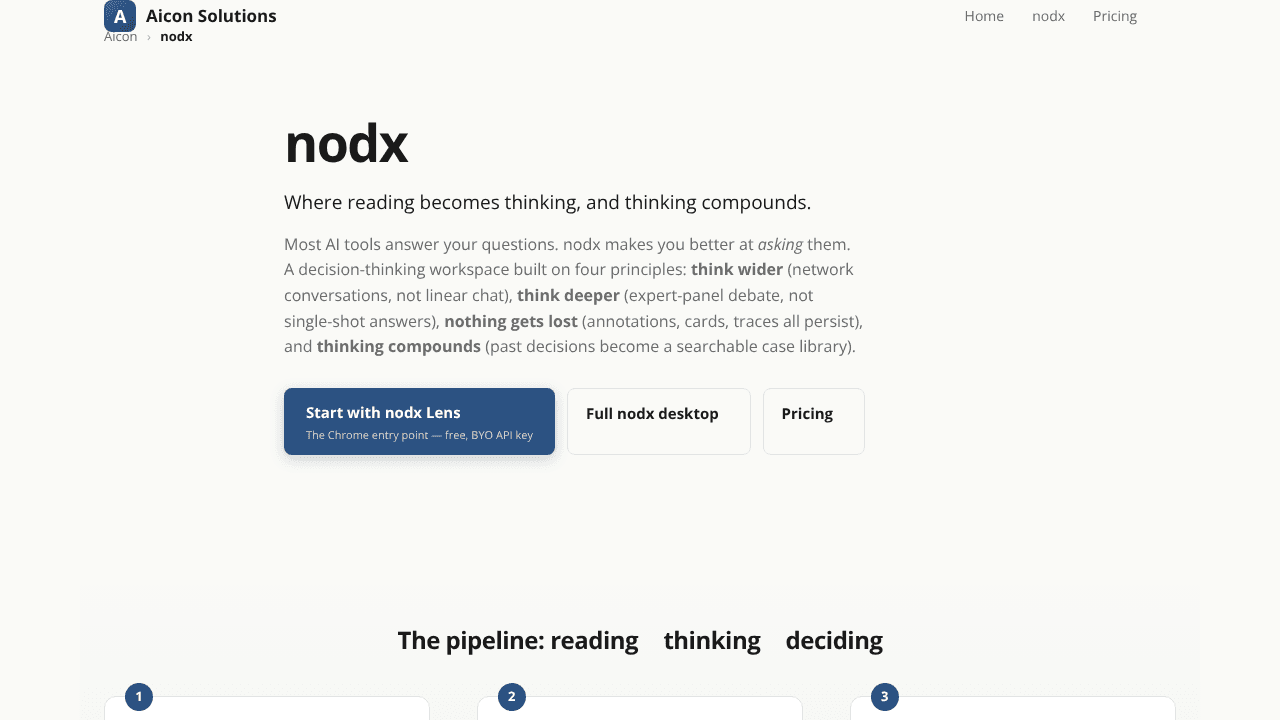 nodx Lens website screenshot