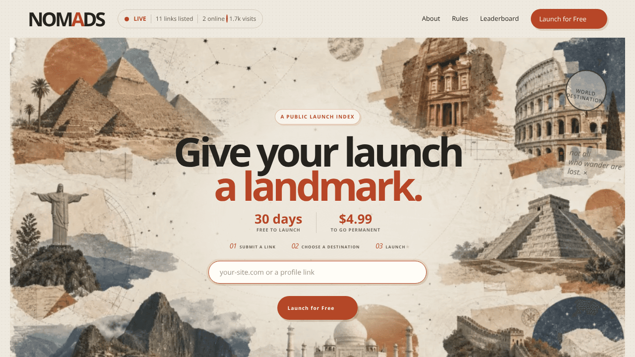 NOMADS website screenshot