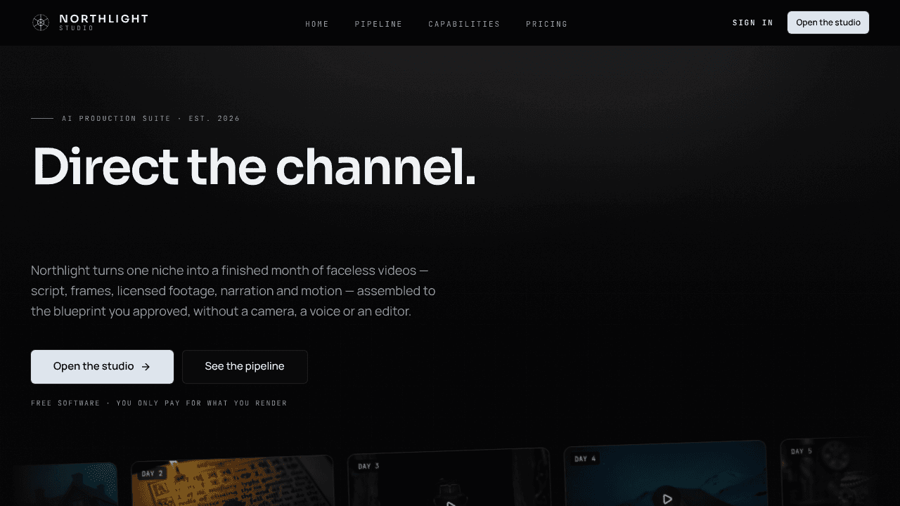 Northlight Studio website screenshot