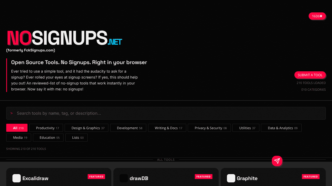 NoSignups.Net website screenshot