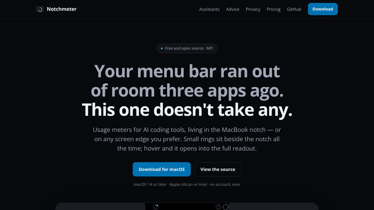 Notchmeter website screenshot