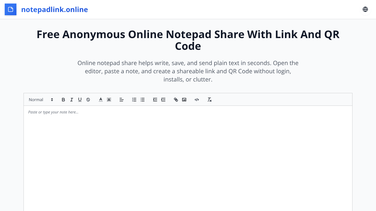 notepad link online website screenshot