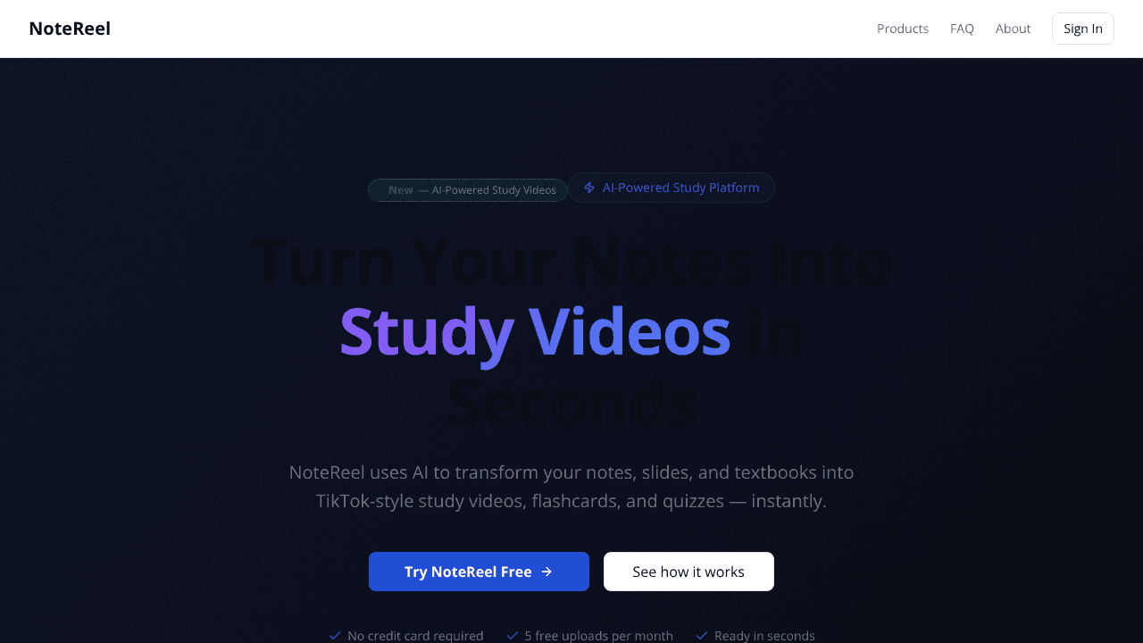 NoteReel website screenshot