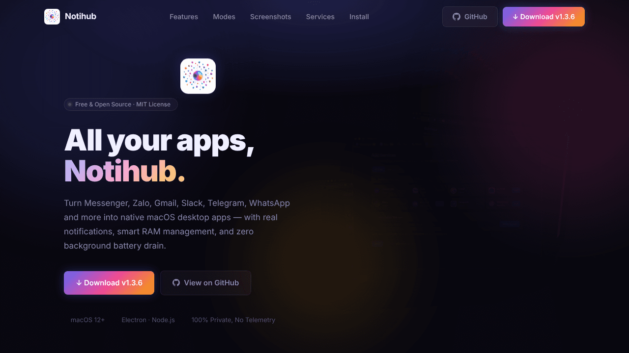 Notihub website screenshot
