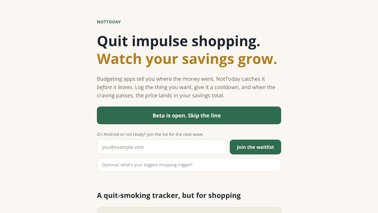 NotToday website screenshot
