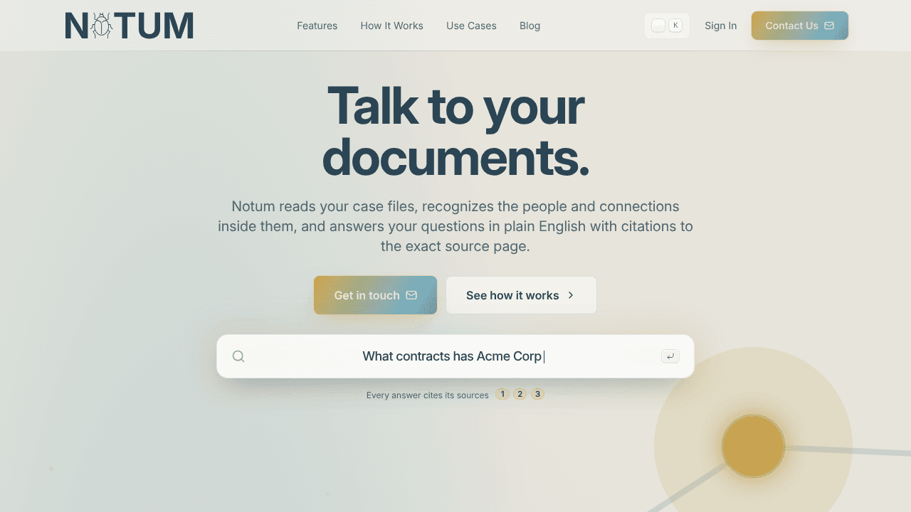 Notum website screenshot