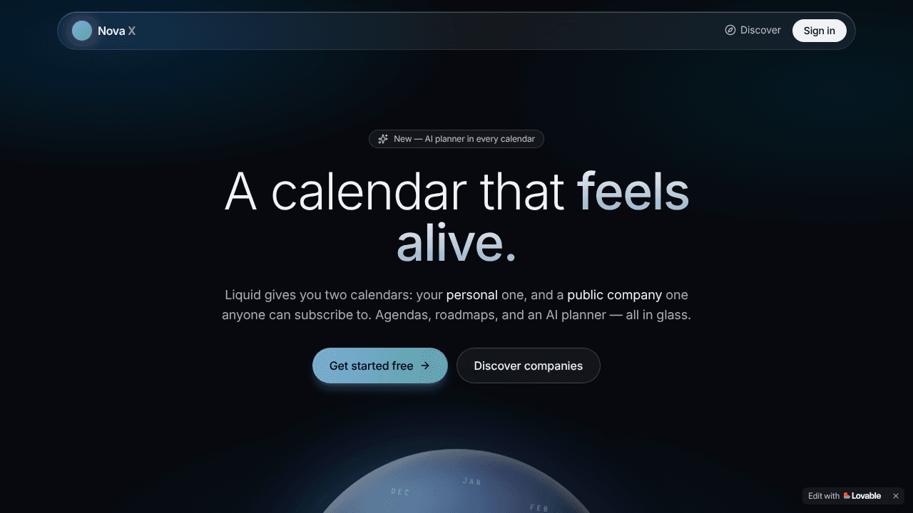 NOVA X website screenshot