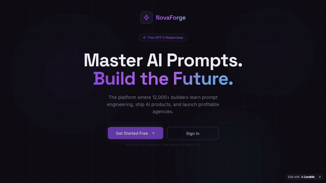 Novaforge Free GPT-5 masterclass  website screenshot