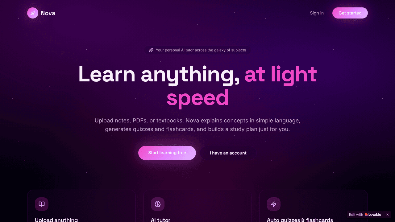 NovaQ website screenshot