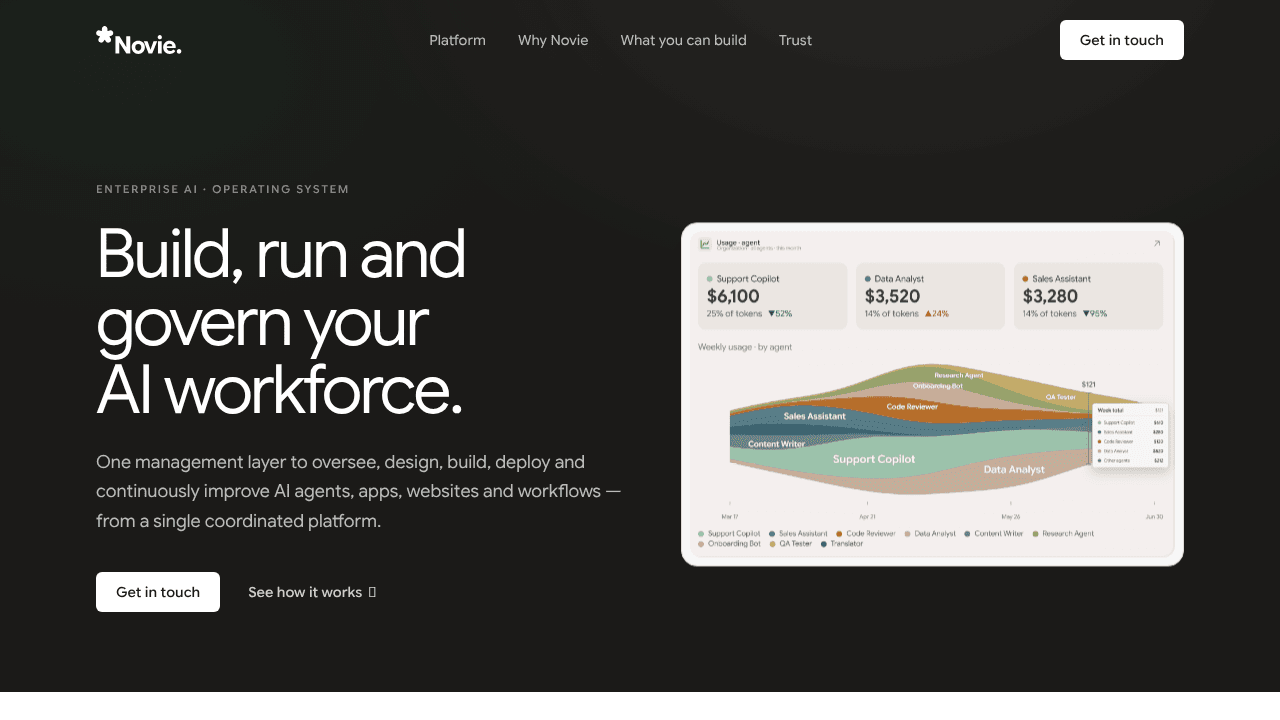 Novie website screenshot