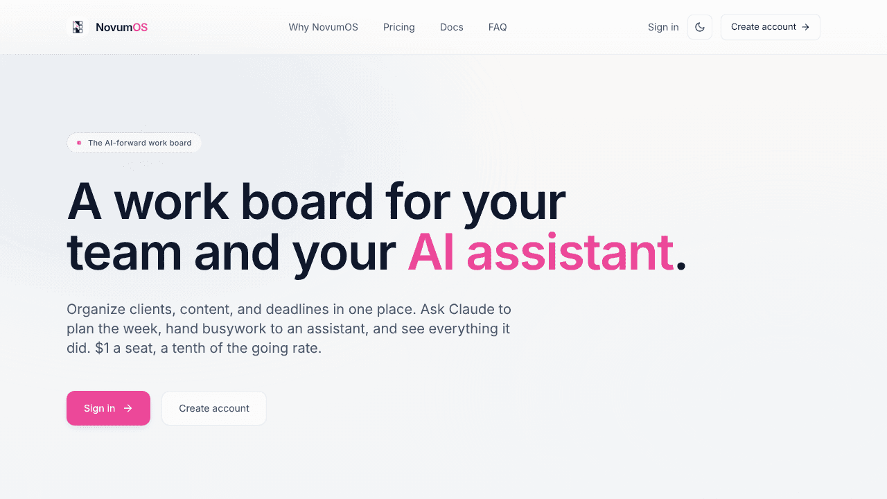 NovumOS website screenshot