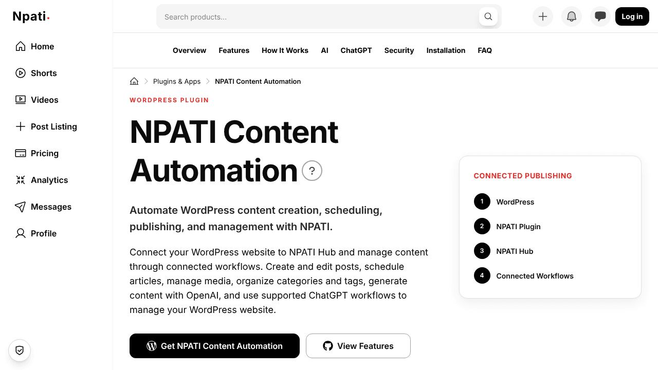 NPATI Content Automation website screenshot