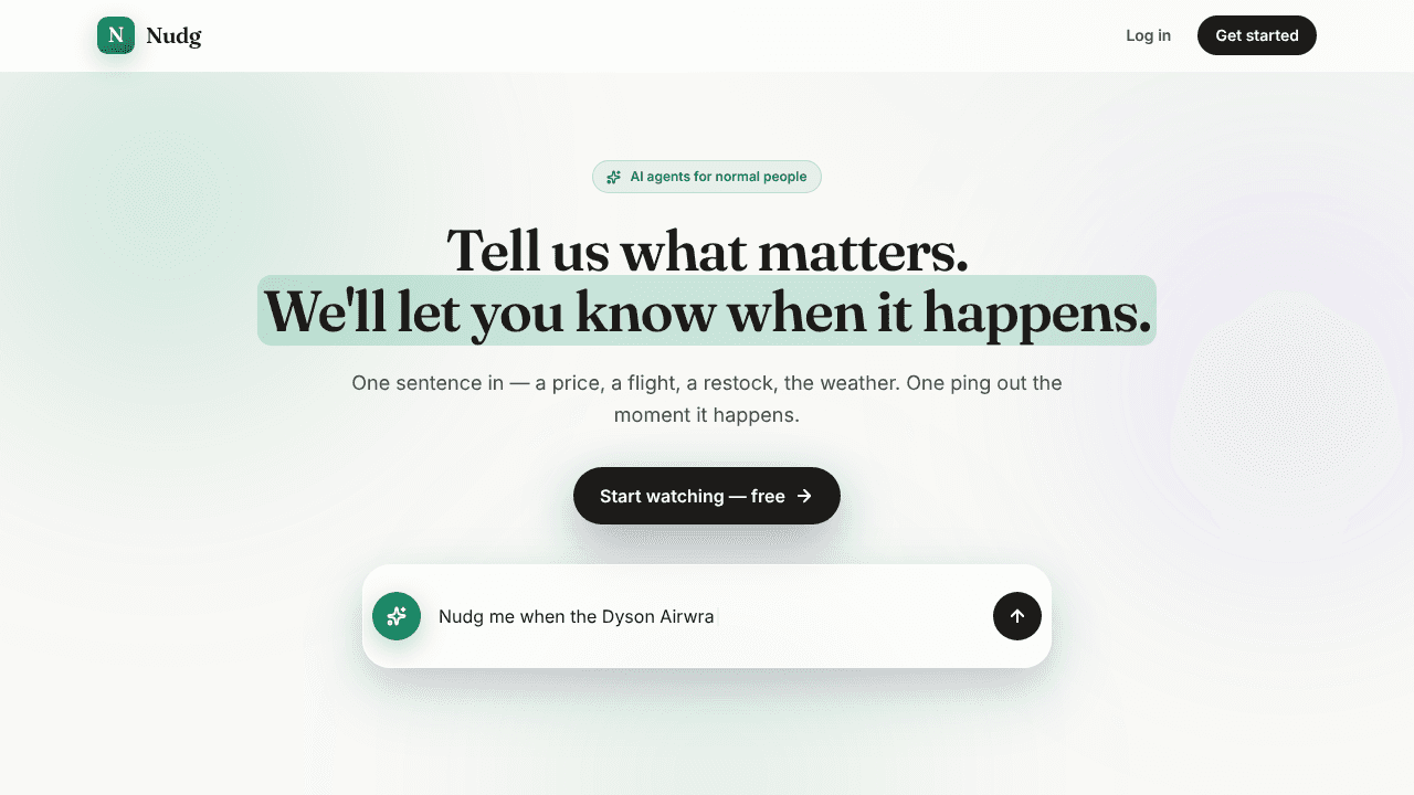 Nudg website screenshot