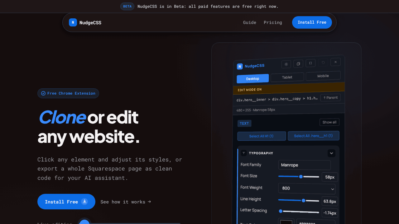 NudgeCSS website screenshot