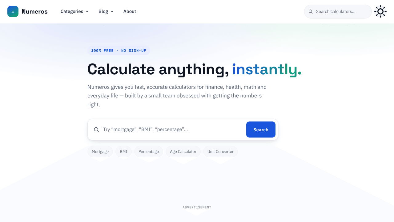 Numeros website screenshot