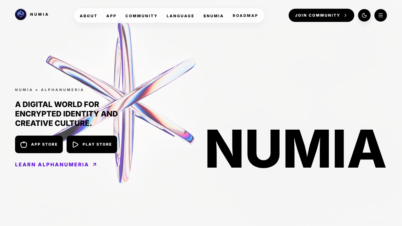 NUMIA × ALPHANUMERIA website screenshot