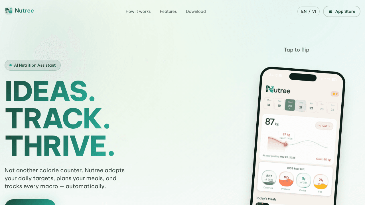 Nutree website screenshot